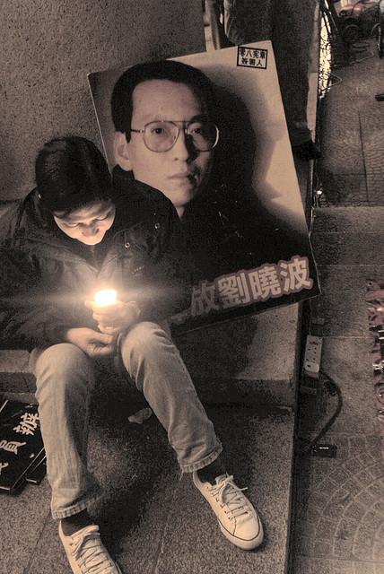 “Release Liu Xiaobo” candlelight vigil. Hong Kong, January 12, 2010. Photo credit: laihiu.