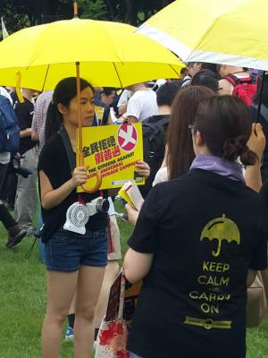 Protesters at Victoria Park before the &quot;The Citizens Against Pseudo-Universal Suffrage&quot; march, from Victoria Park to the Legislative Council, Hong Kong, June 14, 2015. HRIC photo.