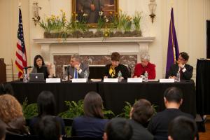 Sharon, Hom, José E. Alvarez, Felice Gaer, and Sophie Richardson © NYU Photo Bureau: Hollenshead