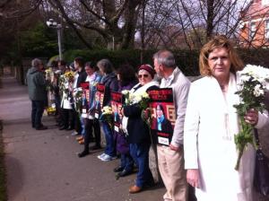 Vigil in front of the Chinese Embassy to Ireland organized by Frontline Defenders, March 18, 2014 