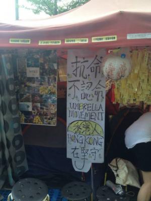 Banner: &quot;Defy Orders, Don&#039;t Resign to Fate,&quot; at the &quot;The Citizens Against Pseudo-Universal Suffrage&quot; march, Hong Kong, June 14, 2015. HRIC photo.