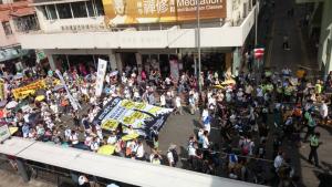 Democracy march organized by Civil Human Rights Front, from Victoria Park to Tim Mei Avenue, Hong Kong, July 1, 2015. HRIC photo.