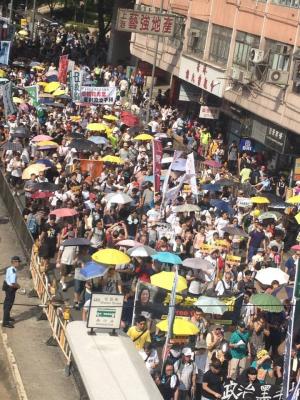 (Hong Kongers march for universal suffrage) Victoria Park to Tim Mei Avenue., July 1, 2015.