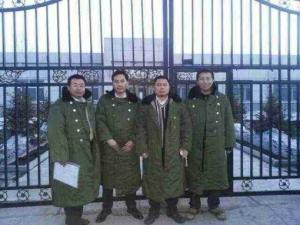 Lawyers, from left,  Jiang Tianyong (江天勇), Zhang Junjie (张俊杰), Wang Cheng (王成), and Tang Jitian (唐吉田), in Jiansanjiang, Heilongjiang, before their detention on March 21, 2014.
