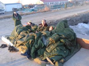 The hunger strikers camped out in front of the Qixing Detention Center in Jiangsanjiang, Heilongjiang, March 26, 2014.